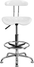 Flash Furniture Drafting Stool, Metal, White,
