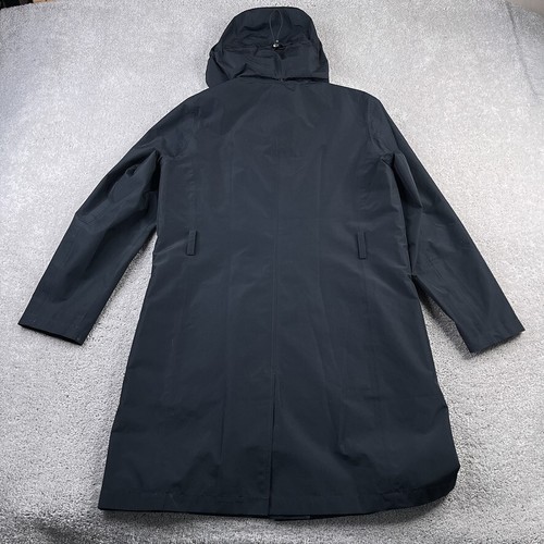 Lands End Jacket Womens Small Black Trench Coat Hooded Quilt Lined Full Zip - Picture 12 of 17