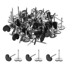 80Pcs Upholstery Tacks 11 x 17mm Heart Cap Black Thumb Tacks Black