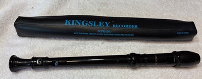 Kingsley 101 Soprano Recorder Flute  Black With Case Made In Korea