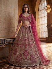 Women's Bridal Net Lehenga Choli Fancy Pattern Sequin Work with Dupatta