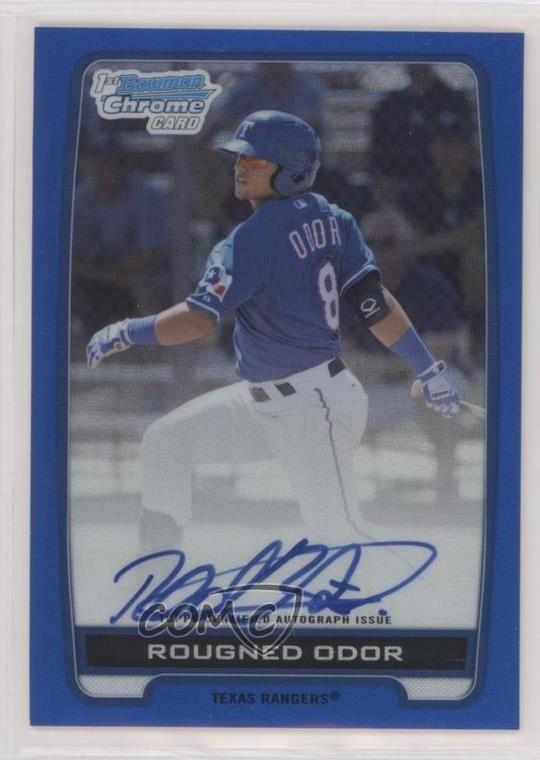 2012 Bowman Chrome Prospects Blue Refractor /150 Rougned Odor #BCA-RO Auto 7eo