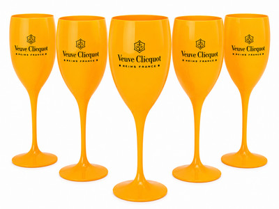 Veuve Cliquot Acrylic Champagne Flutes New Set of 6