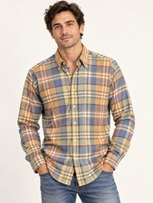 Burberry London Men  s M Plaid Button Down Shirt Made in USA Long Sleeve