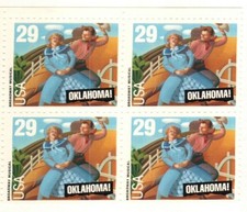 OKLAHOMA--Block of 4 Collectible Stamps--FREE SHIPPING