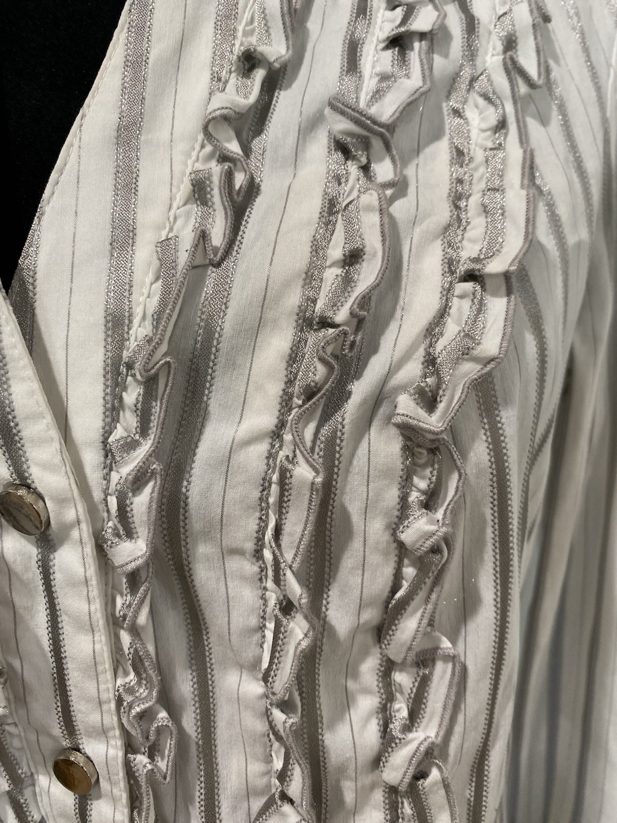 Cache Silver pinstripe snap button blouse large r… - image 6