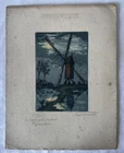 Bataille de l'Yser - Le Vieux Moulin Signed Paul Mansard Colour WW1 Art Etching