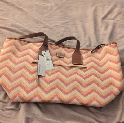 Dooney & Bourke Chevron Pink Yellow Tote Bag NWT