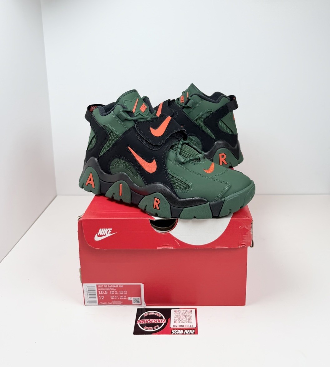 nike air barrage mid green orange