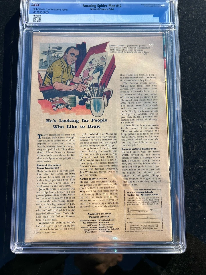 Amazing Spider-Man 12 1964 Marvel Comics CGC F- 5.5 3rd App Doctor Octopus - Image 2 of 2