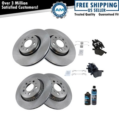 Front Ceramic Brake Pad & Rotor Front & Rear Kit w/Fluids for Volvo XC90