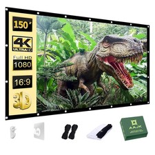 Outdoor Projector Screen 150 inch, Washable Projector Screen 16:9 Foldable An...