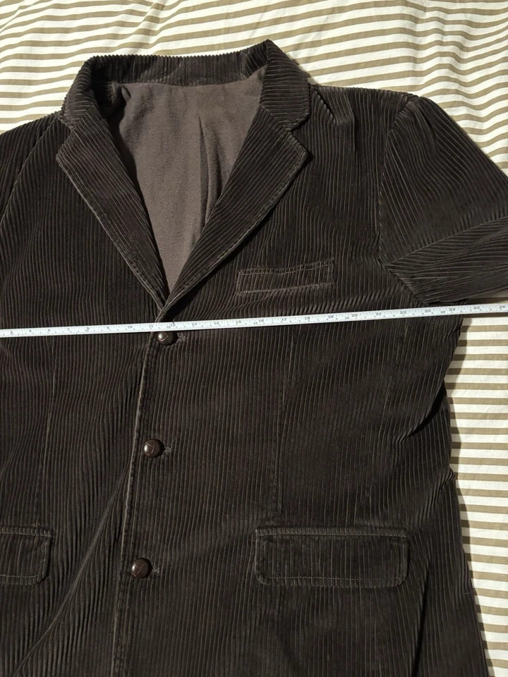 Chaqueta Blazer Abrigo Hombre J Crew Marrón Oscuro Ancho Pana Ballena Talla XL Foto 3 de 4