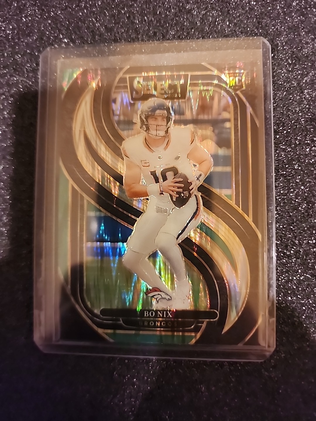 2024 Panini Select - Premier Level Bo Nix #117 Black & Green Shock Prizm (RC)