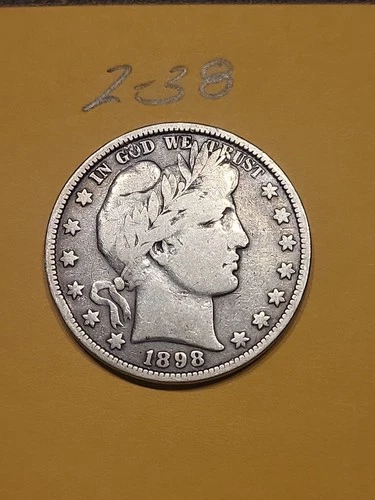 1898  Barber Half Dollar VG  Lot2-38