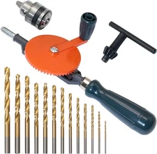 CheeMuii Powerful Speedy Hand Drill 1/4 Inch Manual with 13 Pcs Orange 