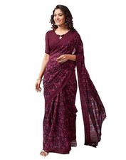 Women's Georgette Printed Saree With Blouse Piece