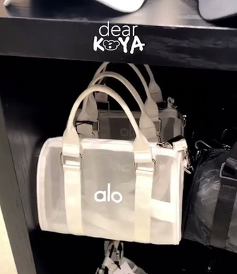 Alo Yoga Mesh Mini Duffle Bag – White, Stylish Lightweight Travel