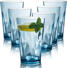 Unbreakable Plastic Drinking Glasses [Set of 6] Shatterproof Tumblers, Reusable