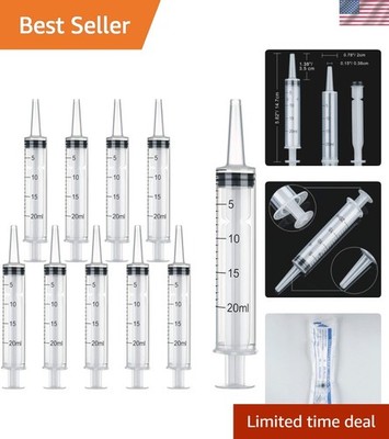 10 Pack Plastic Syringe Liquid Measuring Syringes Without Needle for Epoxy Re...