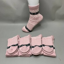 Bombas Women's Crew Socks 4 Pair Pack Dusty Pink Fair Isle Size S M L New