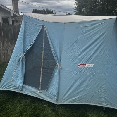 Vintage Coleman Olympic Canvas Springbar Tent  10'x8' Heavy Duty Original Owner