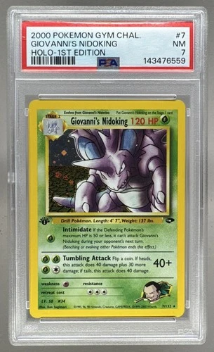 6559 Giovanni's Nidoking 2000 Pokemon Gym Challenge 1st Edition #7 PSA 7