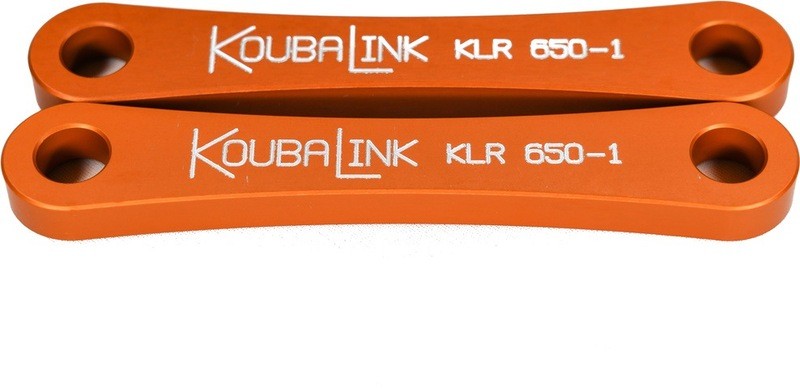Biellettes de suspension KOUBALINK orange pour rabaisser la Kawasaki KLR650 de 31mm