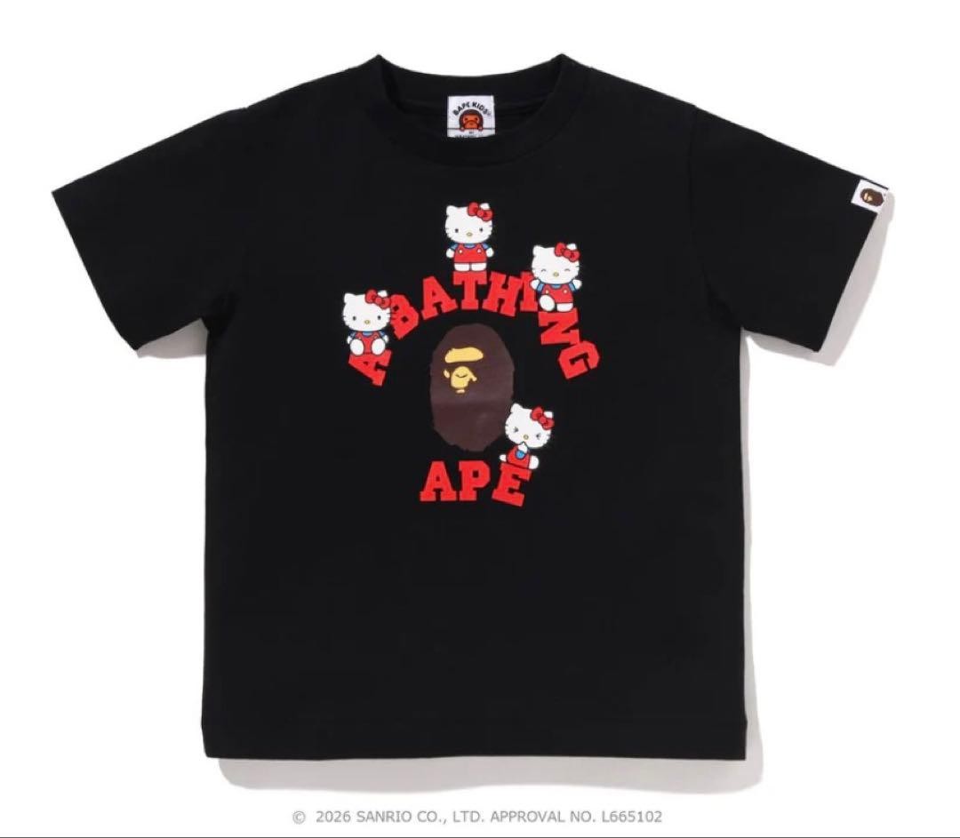 BAPE x Hello Kitty College Mini Tee Schwarz Größe M Neu