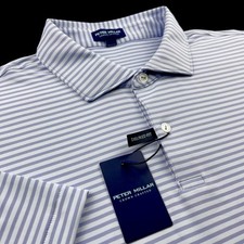 Peter Millar Crown Crafted Performance Striped Polo Shirt Lavender Fog XL