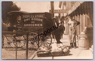 K49/ Cardington Ohio RPPC Postcard c1910 Peoples Store Delivery Wagon 151