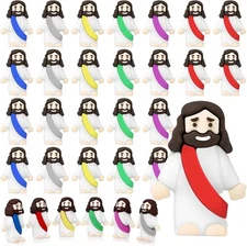 Draupnir 30 Pcs Little Jesus Figures, Mini Rubber Figures Multicolor 