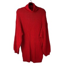 Urban Outfitters Women's S Red Knitted Oversized Sweater Dress, Winter Christmas