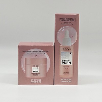 2 PC SOQU Korean Ginseng PDRN Gentle Regenerating Cream + Face Serum