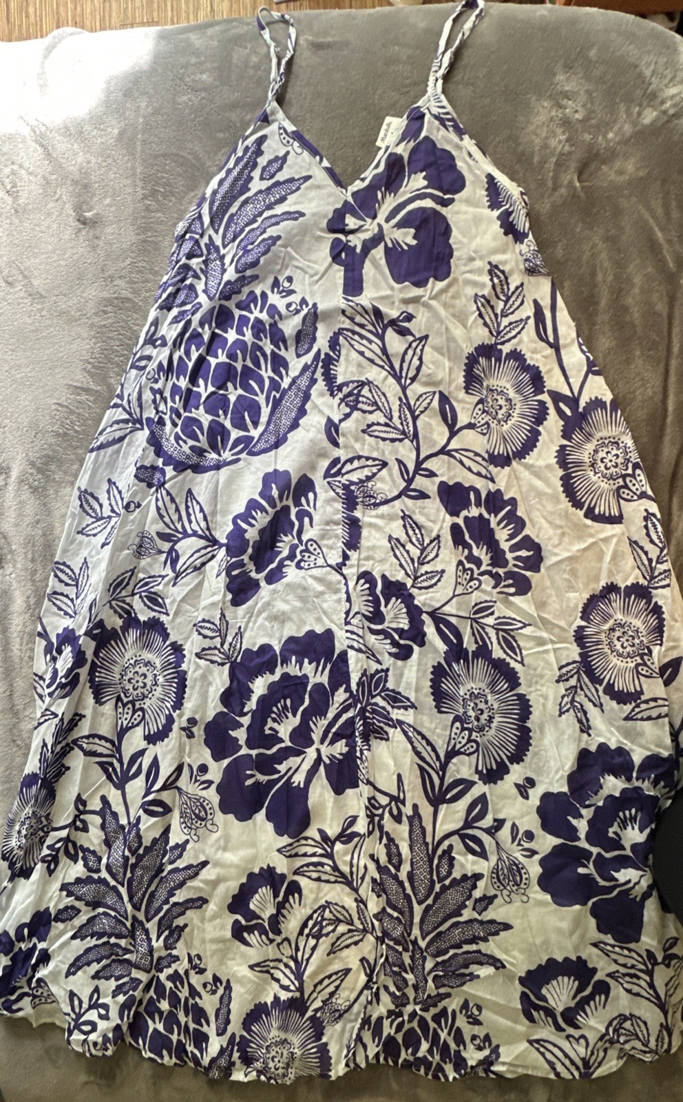 C & C Cotton Large Women’s Hawwain Dress Purple and White Floral