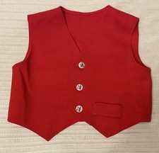 Vintage handmade kids Red Vest Train Buttons with Front Pocket