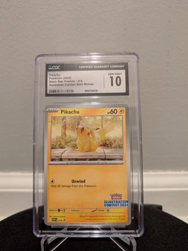Pokémon Pikachu Promo 214 CGC 10 GEM MINT Illustration Contest 2024 Winner