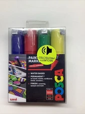 Uni POSCA Acrylic Paint Marker Pens Chisel Nib PC-8K Set of 4 Primary Colours