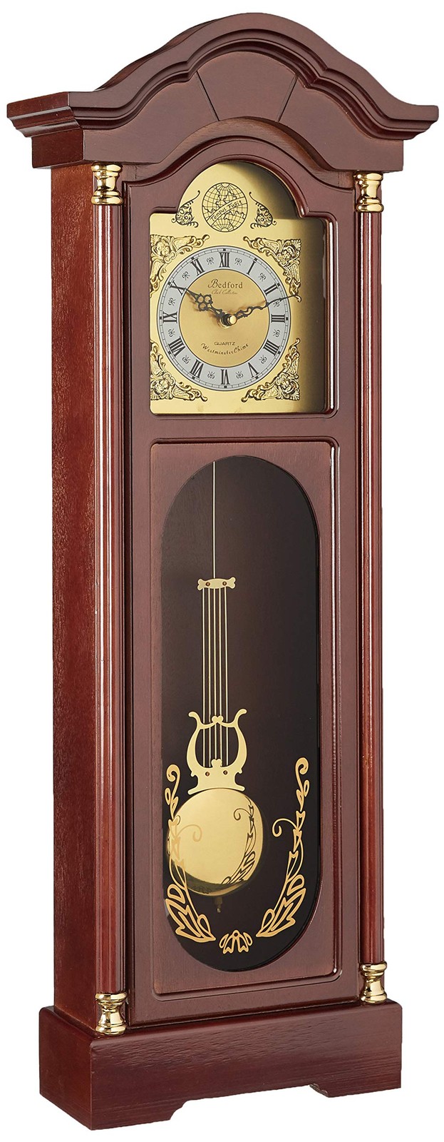 Oak Finish Chiming Wall Clock with Roman Numerals 33.25L