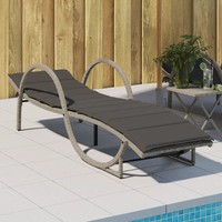 Sonnenliege Polyrattan Hellgrau Mit Auflage 60X199X42 Cm GartenmöBel