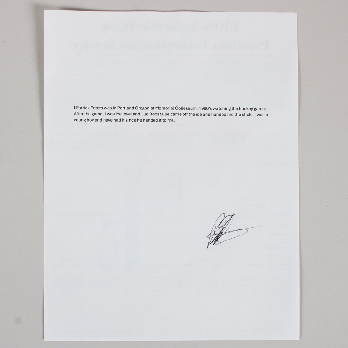 Luc Robataille Game-Used Stick COA 100% Authentic & Provenance