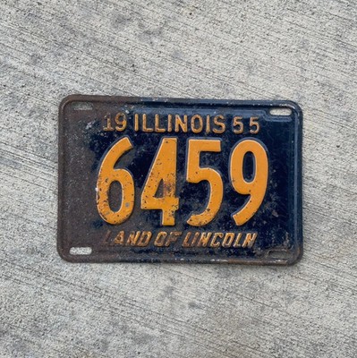 1955 Illinois License Plate Auto Tag Garage Vintage Low Number Four Digit 6459