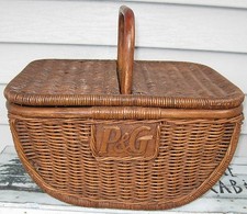 ANTIQUE P&G PROCTER & GAMBLE SHAPELY BASKET WITH HANDLE AND LID