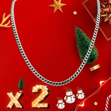 2 x 9/11/13/16/19/21mm Men's Titanium Steel Stainless Steel Necklace Thick Chain