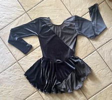 NW Girls GRAY Glittery OMBRE Chiffon VELVET Competition FIGURE ICE SKATING Dress