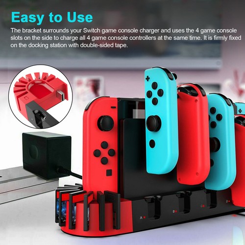 Game Charger Station Charging Dock Stand&Card Holder for Nintendo Switch Joy-Con - Picture 5 of 9