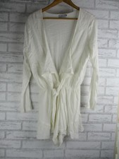 Lioness womens playsuit L white deep v-neck long sleeve tie front