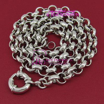 Real Solid Womens Girls 18k White Gold GF Necklace Belcher