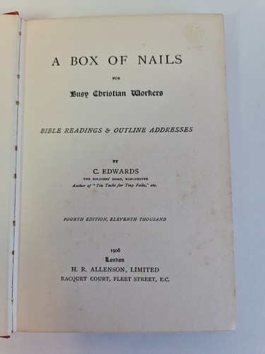 A Box of Nails for Busy Christian Workers by C Edwards - Hardcover 1906 - Picture 7 of 9