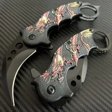 7” Red Dragon CSGO Karambit Tactical Spring Assisted Open Folding Pocket Knife